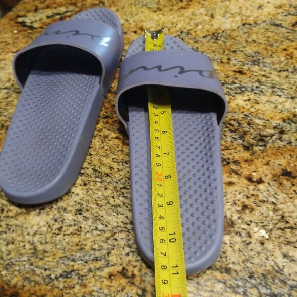 Victoria's Secret Pink Bling Logo Strap Slides Sandals Dusty Periwinkle Sz 9.5 - Picture 11 of 11